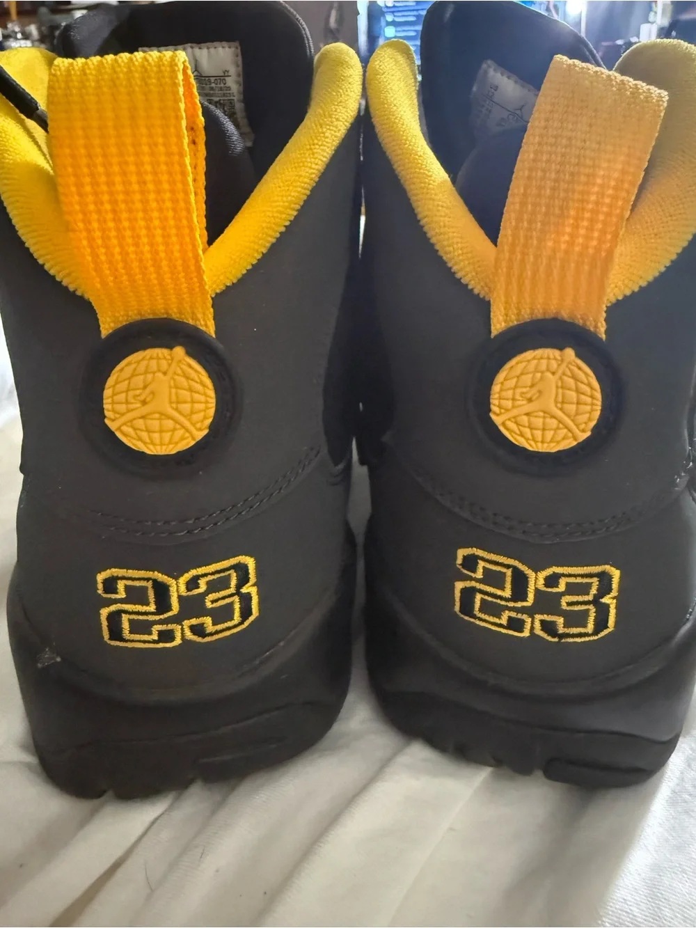 Jordan Men's Black and Yellow High-Top Sneakers